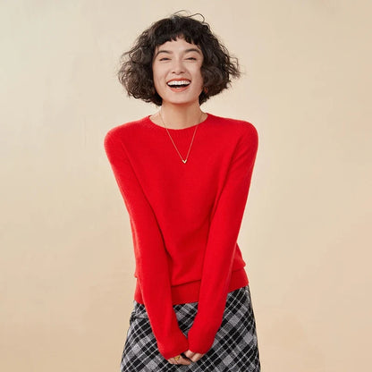 Pull femme col rond manches longues en maille