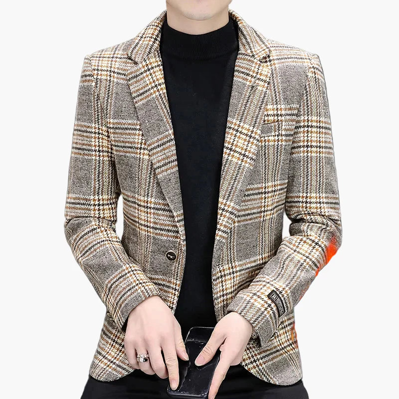 Blazer a quadri da uomo in stile business moderno – Elegante monopetto per ufficio e quotidiano