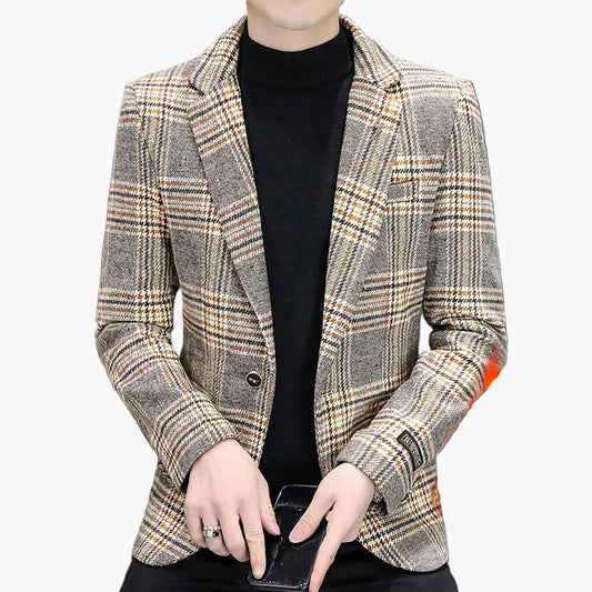 Blazer a cuadros en look business moderno para hombre – Elegante blazer de un botón para oficina y día a día