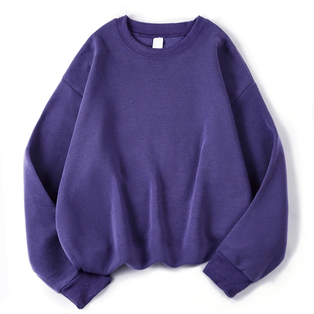Unisex sweatshirt med rund hals, oversized genser i fiolett