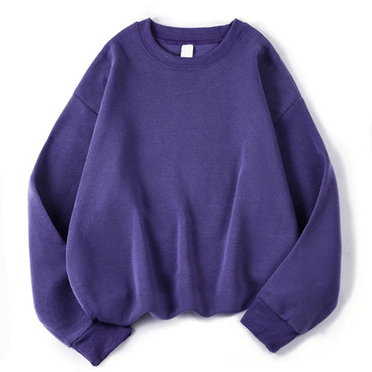 Unisex sweatshirt med rund hals, oversized genser i fiolett