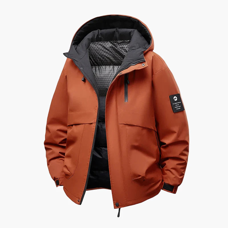 Herre Vinterjakke utendørs hettejakke vanntett vindtett casual stil