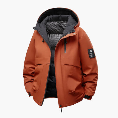 Herre Vinterjakke utendørs hettejakke vanntett vindtett casual stil