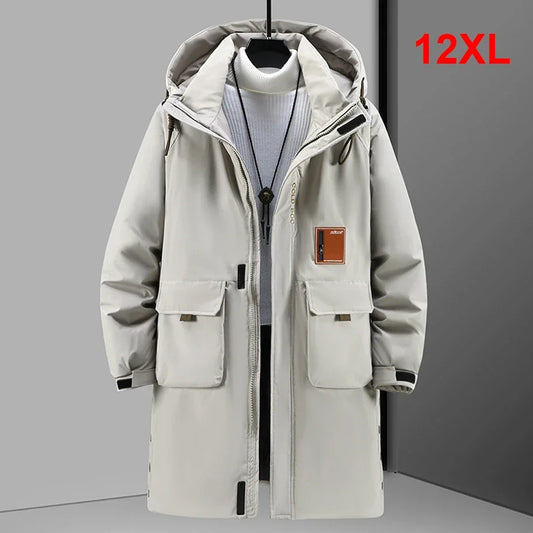 Winterparka Herren Lang Warm Kapuzenmantel mit Taschen