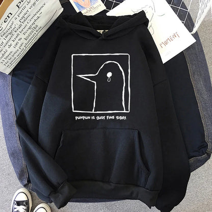 Unisex-hættetrøje med Punpun-print og kængurulomme