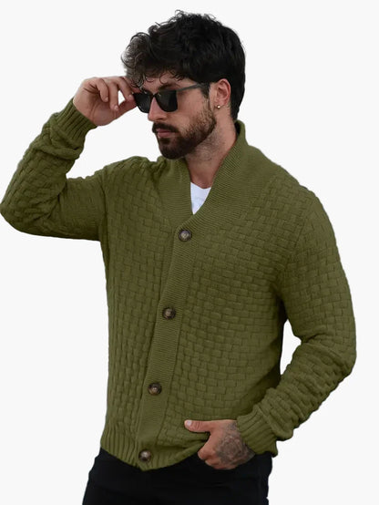Męski kardigan dzianinowy w nowoczesnym stylu casual – otwarty sweter na co dzień dla mężczyzn ceniących styl