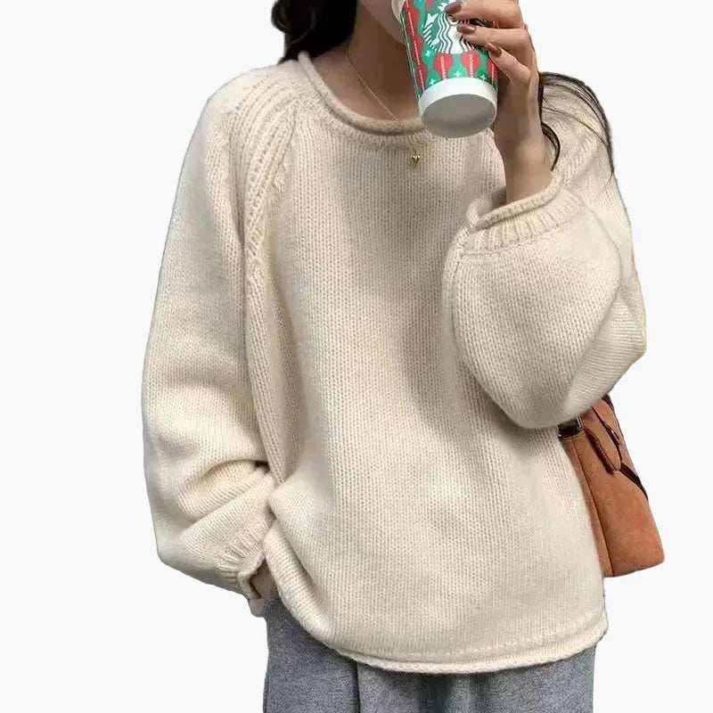 Damski sweter w stylu francuskim – wygodny luźny sweter na co dzień i czas wolny