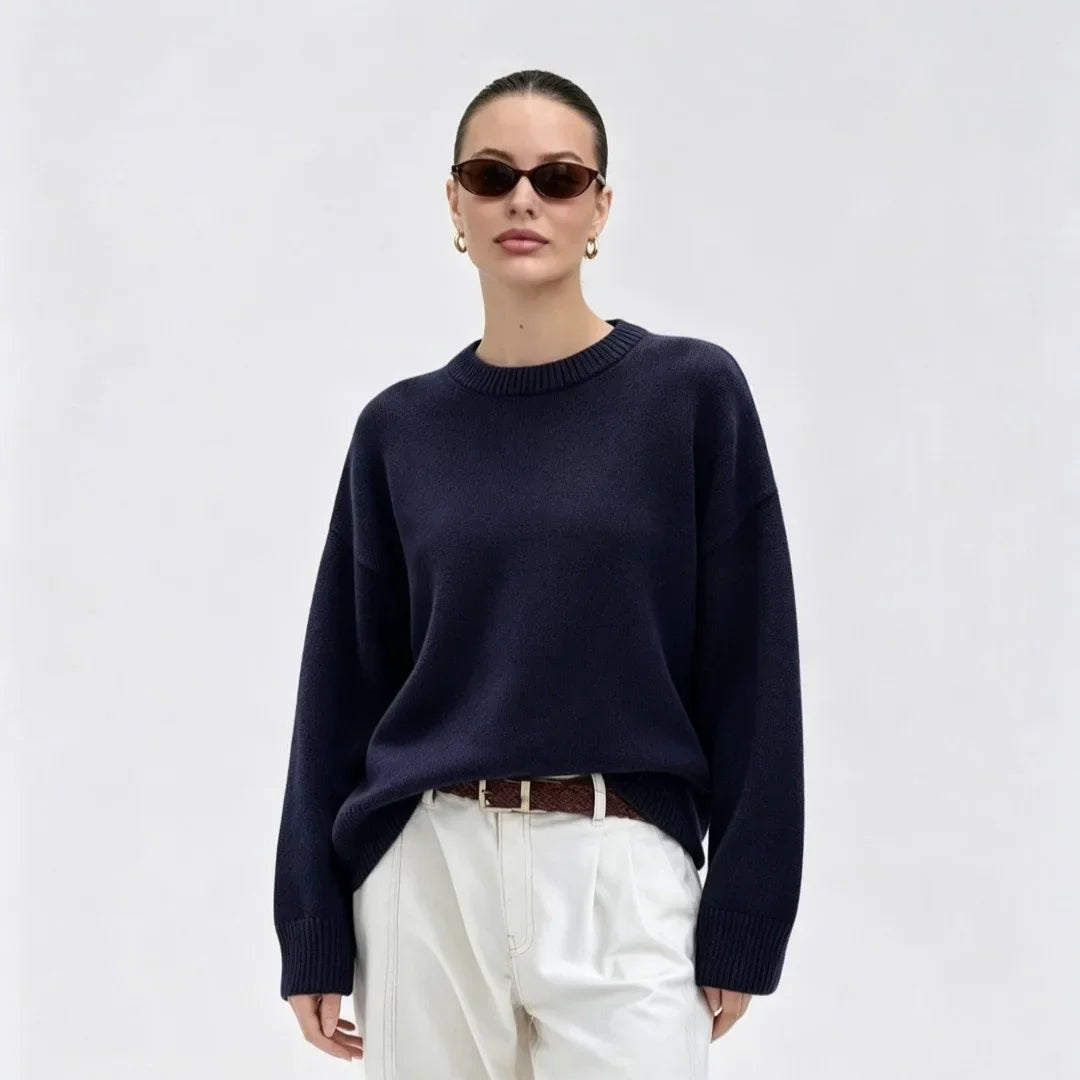 Pull oversize pour femme à col rond, pull en maille, coupe ample