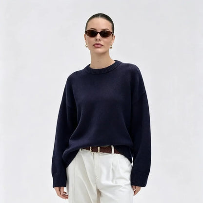 Pull oversize pour femme à col rond, pull en maille, coupe ample