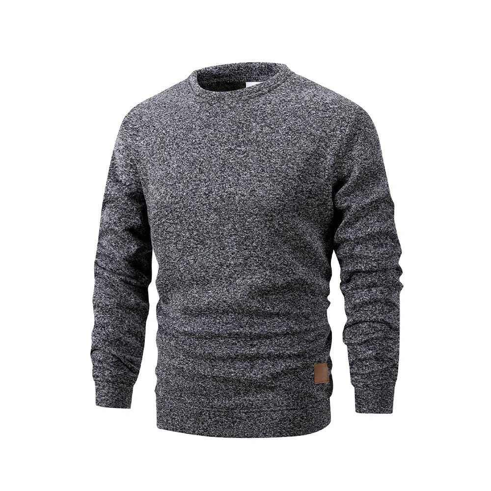 Herren Rundhals Pullover Melange Optik Langarm Sweatshirt