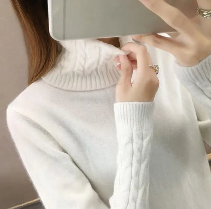 Damen Rollkragenpullover mit Zopfmuster Ärmeln in Grau