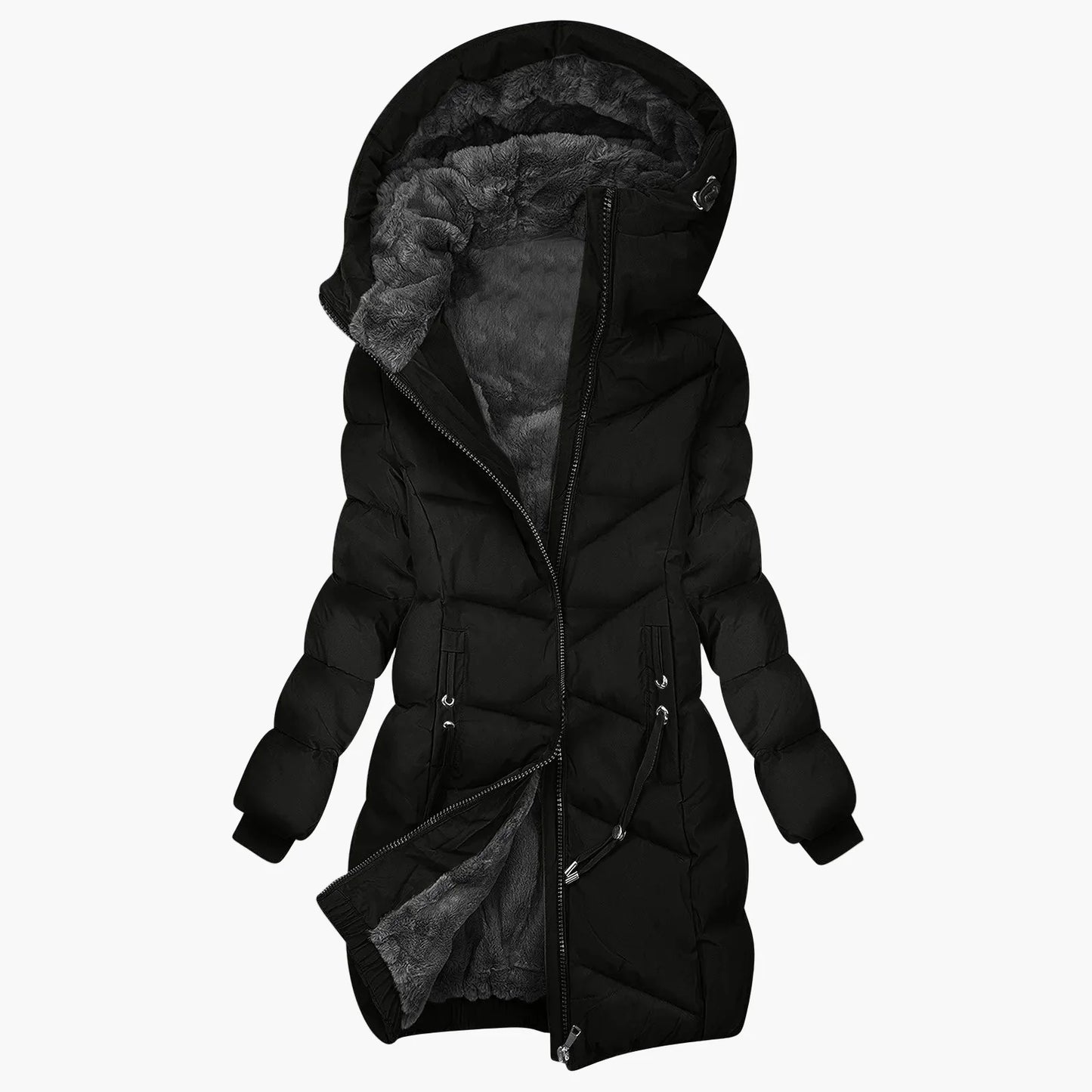 Manteau matelassé d'hiver pour femme avec capuche – Élégant manteau long pour les jours froids