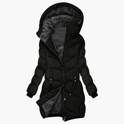 Manteau matelassé d'hiver pour femme avec capuche – Élégant manteau long pour les jours froids