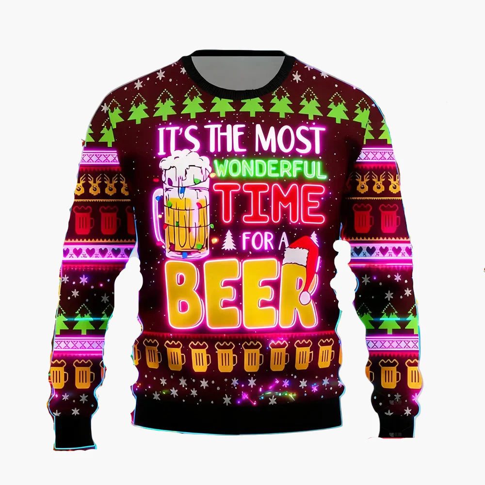 Pull de Noël drôle pour homme – It's The Most Wonderful Time For A Beer – Pull moche de Noël pour soirées