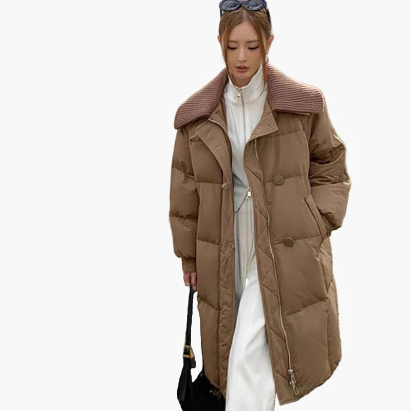 Damen Winter Steppmantel mit großem Kragen – Eleganter Oversize Mantel für Freizeit & Alltag