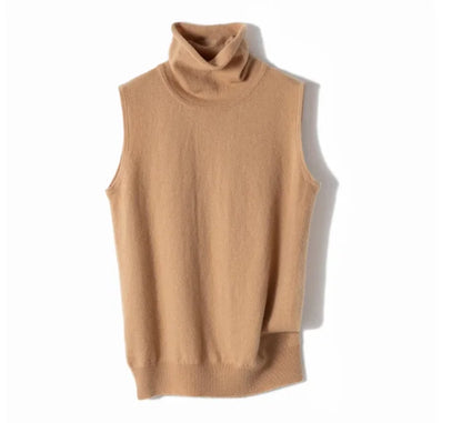 Ärmelloser Rollkragenpullover für Damen, weiches Material