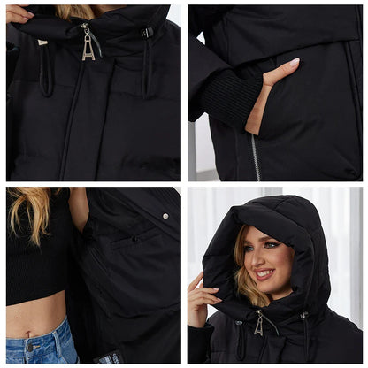 Giacca invernale trapuntata da donna con cappuccio – Look da città alla moda per giornate fredde