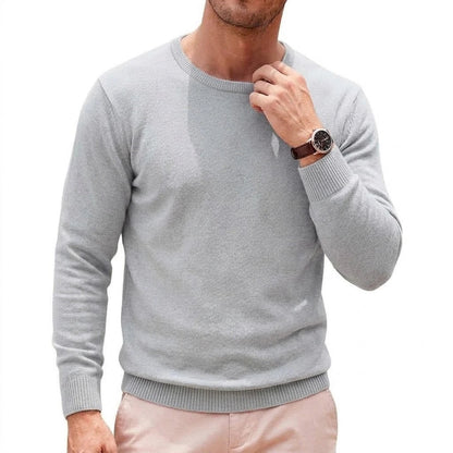 Herren Rundhals Pullover Langarm Feinstrick Basic Sweater