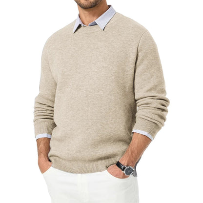 Pullover da uomo con scollo rotondo a maniche lunghe, in maglia fine, modello basic