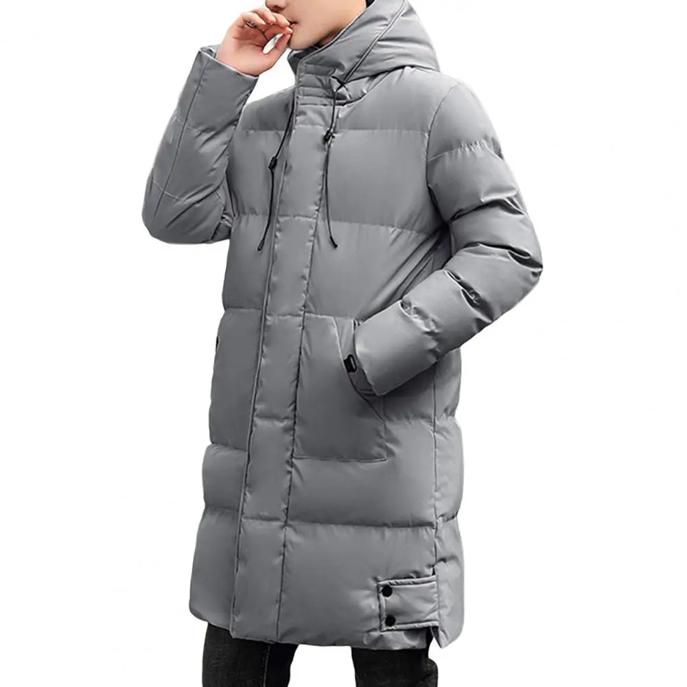 Herren Langer Steppmantel mit Kapuze Warm Winter
