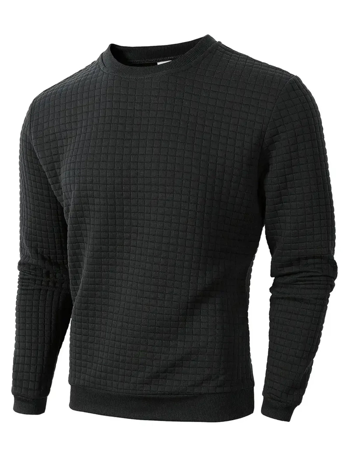 Herren Sweatshirt mit Rundhalsausschnitt und Karomuster, Langarm, gerippte Bündchen