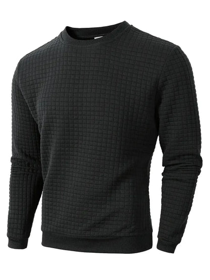 Herren Sweatshirt mit Rundhalsausschnitt und Karomuster, Langarm, gerippte Bündchen