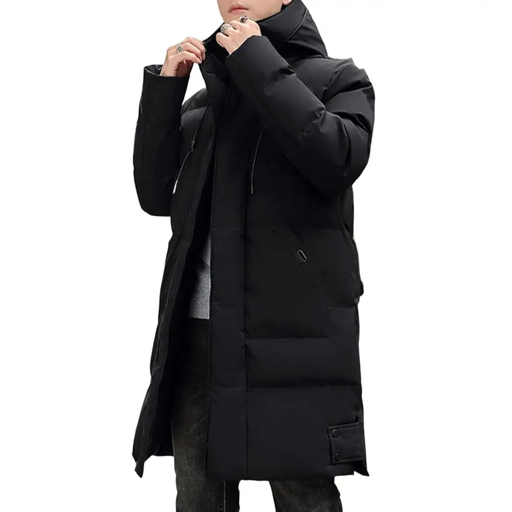 Herren Langer Steppmantel mit Kapuze Warm Winter