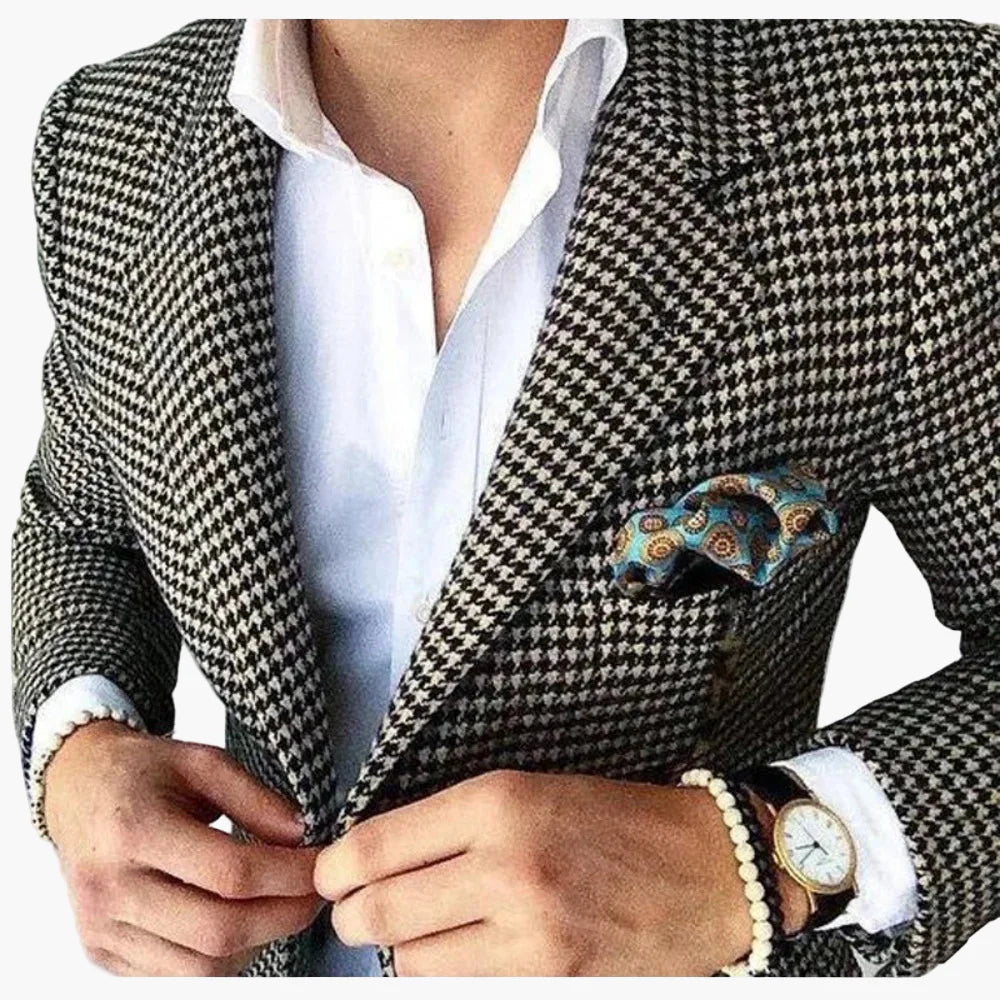 Herren Hahnentritt Sakko – Eleganter Business & Freizeit Blazer im Vintage-Stil