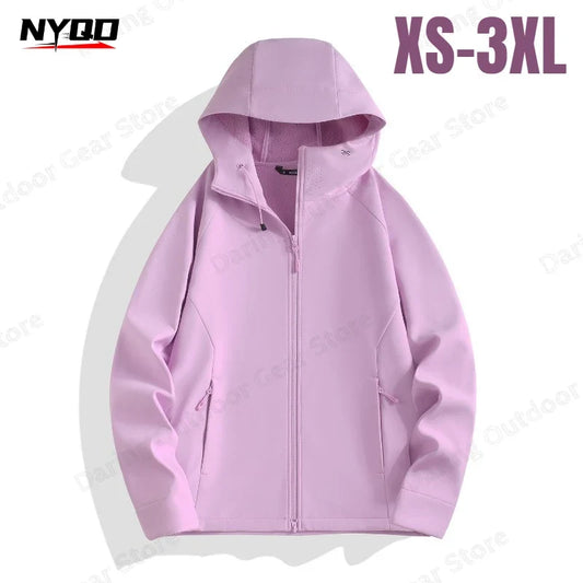 Chaqueta unisex con capucha, cremallera y bolsillos laterales, lila claro
