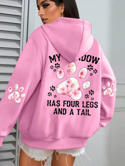 Hoodie für Damen mit Kapuze und Tiermotiv Print – Oversize Sweatshirt mit Pfotenabdruck
