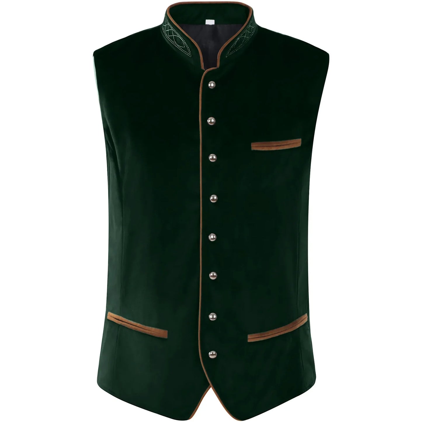 Ensemble pour homme composé d’une chemise traditionnelle à volants, d’un gilet traditionnel en velours et d’un pantalon en cuir