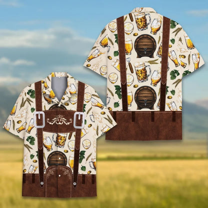 Chemise à manches courtes avec motif Oktoberfest et aspect à bretelles pour homme