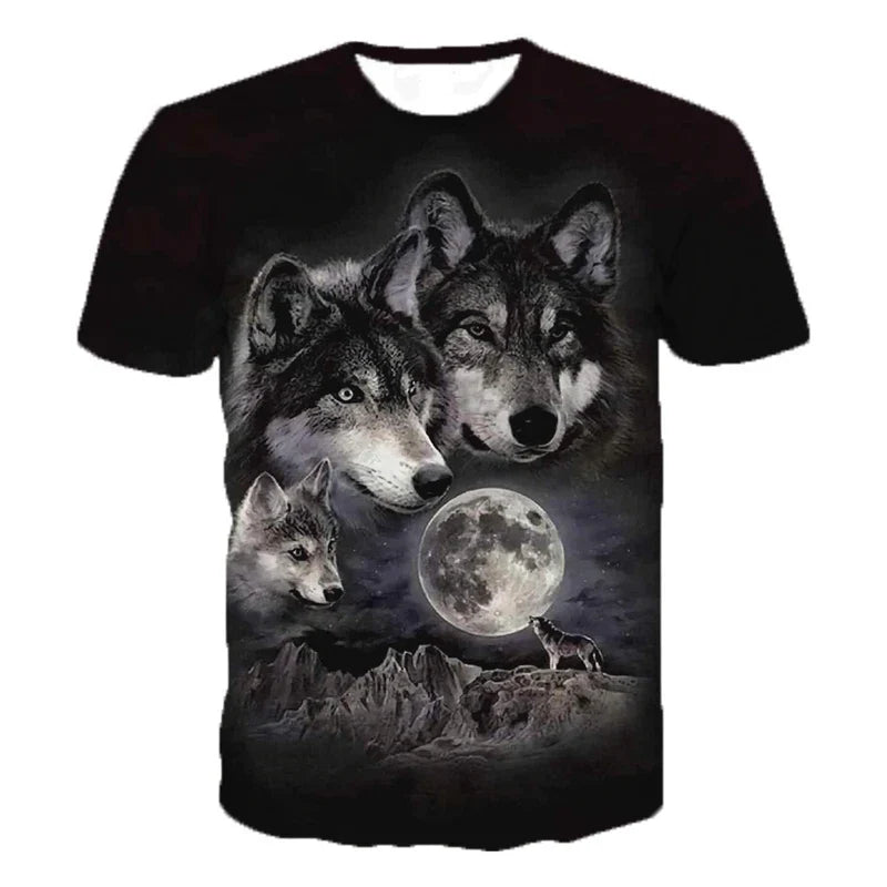 Hoodie mit Wolf Motiv 3D-Druck, Kapuzenpullover mit Kordelzug, Langarm