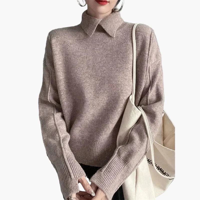 Damen Pullover mit Kragen – Eleganter Alltags-Strickpullover im modernen Design