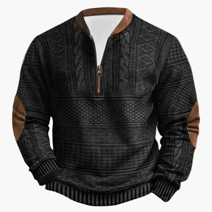 Męski sweter z dzianiny w stylu vintage z kołnierzem stójką – modny sweter outdoorowy i na co dzień