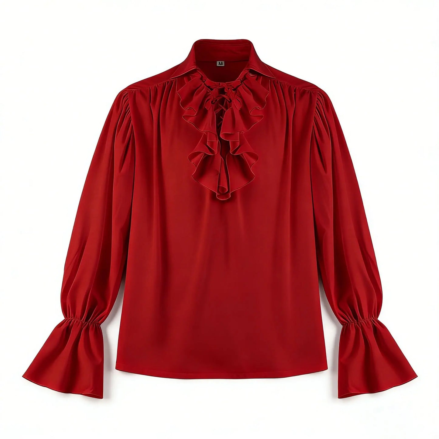 Ensemble pour homme composé d’une chemise traditionnelle à volants, d’un gilet traditionnel en velours et d’un pantalon en cuir