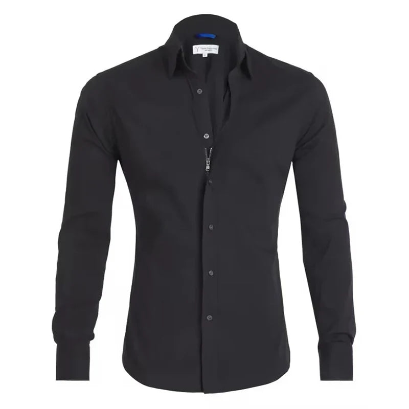Herren Slim Fit Business Freizeithemd Langarm Modern Elegant