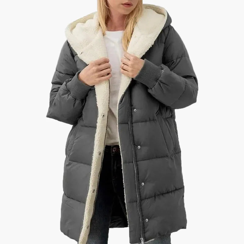 Cappotto trapuntato invernale da donna con cappuccio, giacca imbottita lunga, per tutti i giorni e tempo libero