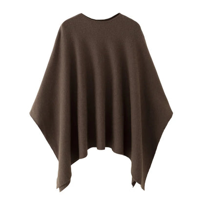 Damen Poncho Pullover V-Ausschnitt Weiches Material in Braun und Schwarz