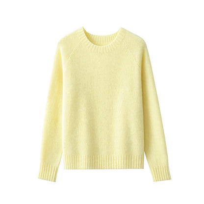 Damen Pullover Rundhalsausschnitt Langarm Strickpullover