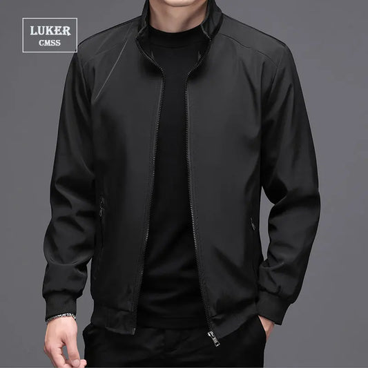Bomber pour homme, veste décontractée à col montant et fermeture éclair