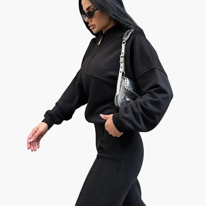 Tuta oversize da donna due pezzi con pantaloni larghi e giacca – Outfit streetwear moderno