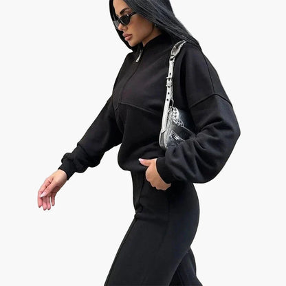 Tuta oversize da donna due pezzi con pantaloni larghi e giacca – Outfit streetwear moderno