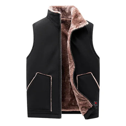 Gilet da uomo con fodera in teddy, collo alto, invernale, caldo e casual
