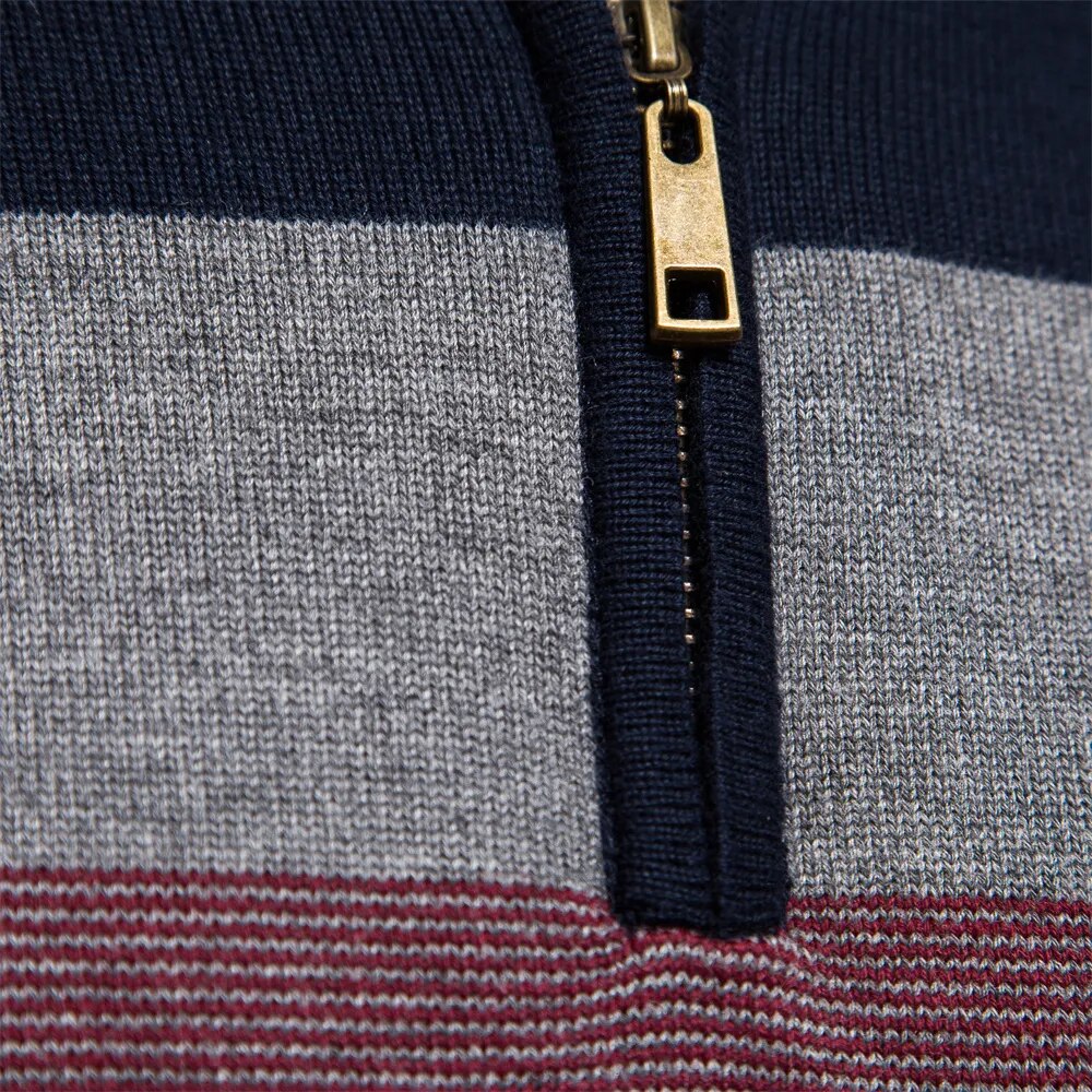 Maglione Uomo in Maglia con Cerniera – Look a Righe Moderno per Quotidiano e Tempo Libero