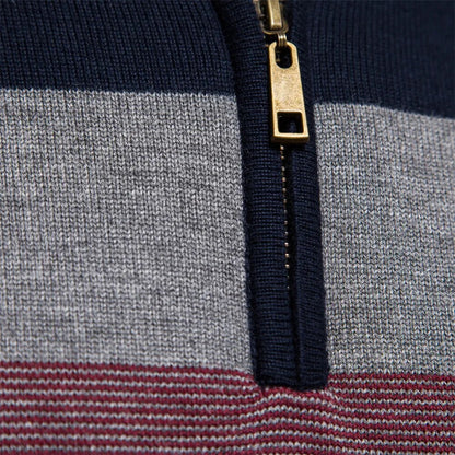 Maglione Uomo in Maglia con Cerniera – Look a Righe Moderno per Quotidiano e Tempo Libero