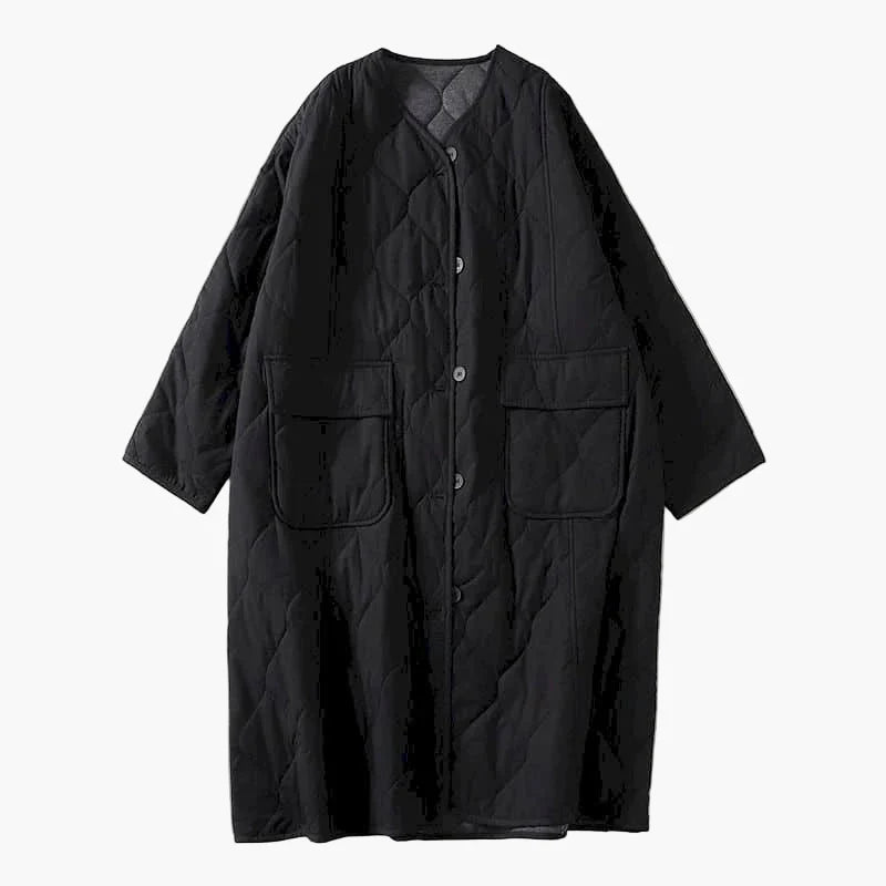 Dame quiltet frakke oversized stil til efterår og vinter – Afslappet komfort med store lommer