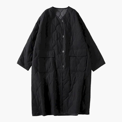 Dame quiltet frakke oversized stil til efterår og vinter – Afslappet komfort med store lommer