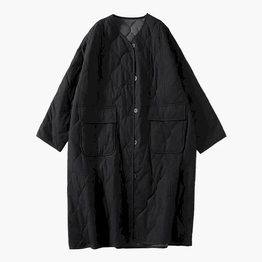 Damernas quiltade vinterrock oversized stil för höst och vinter – Avslappnad komfort med stora fickor