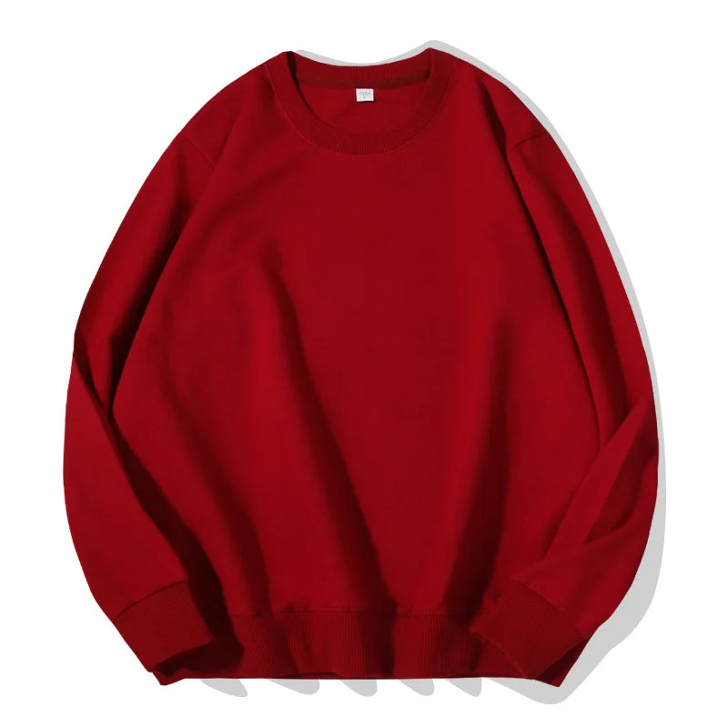 Sudadera unisex de manga larga con cuello redondo, colores lisos